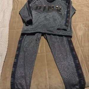 PINK Victoria's Secret Kids Metallic Gray Jogger Set